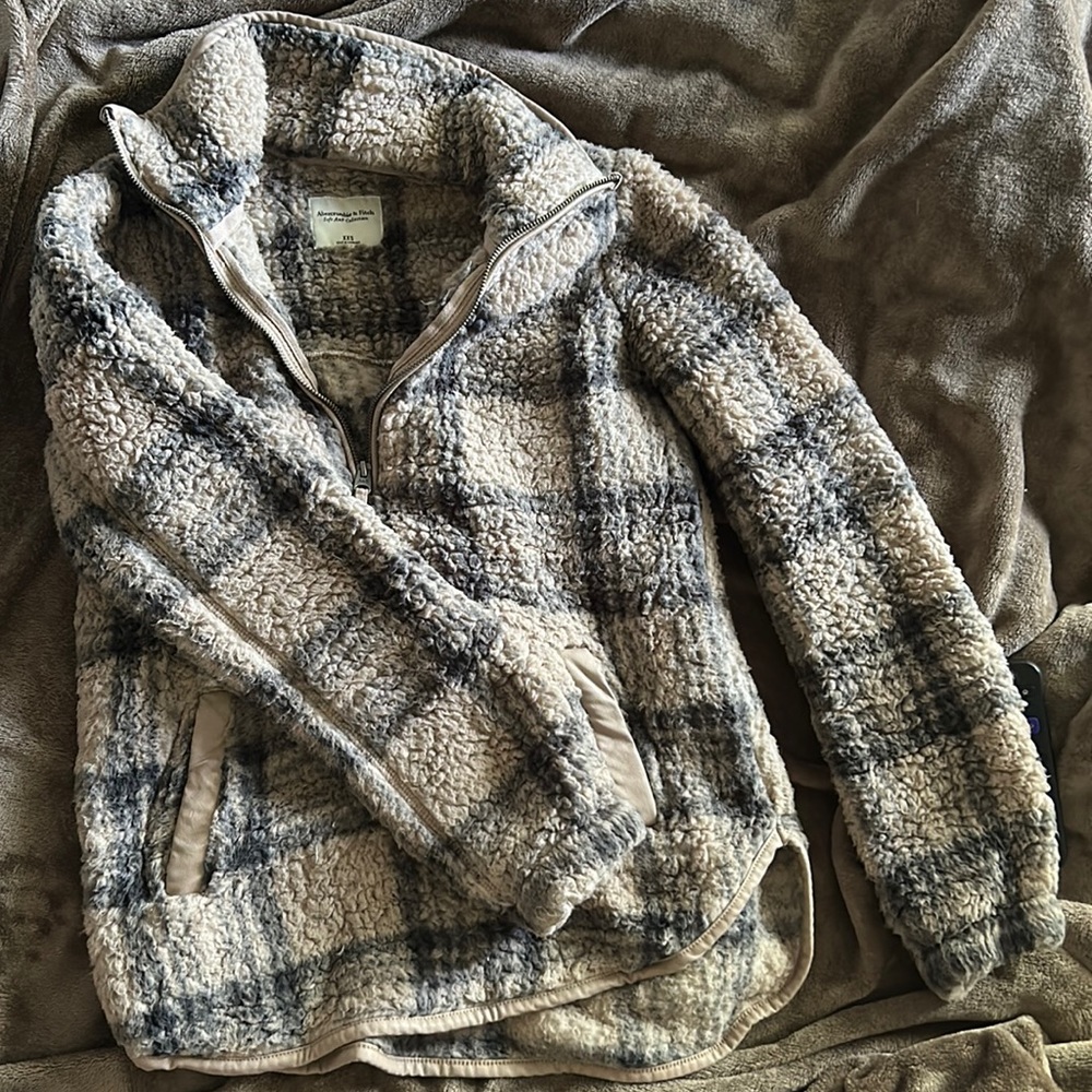 Teddy plaid quarter zip